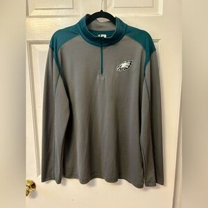NFL Team Apparel EAGLES Men’s Thin Teal Green and Gray 1/4 Zip Pullover Size L